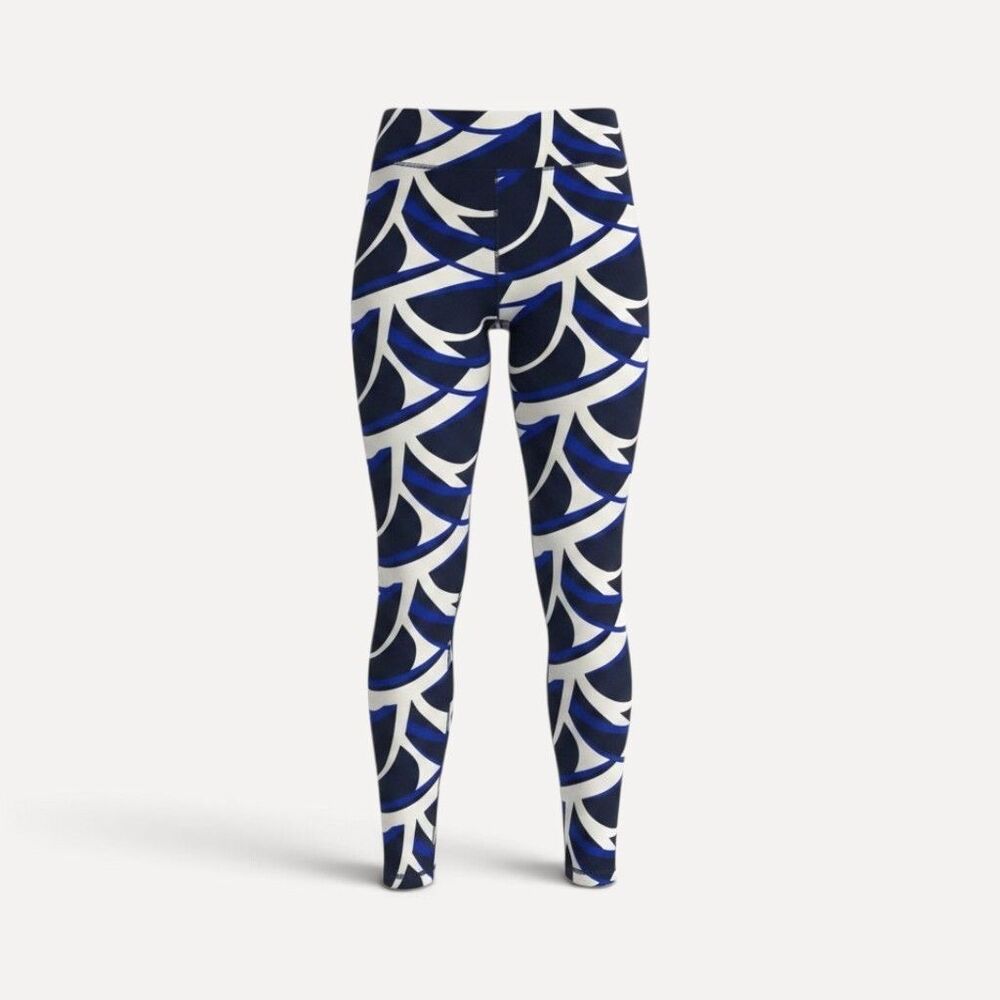 Chico's Zenergy Leggings Size 2 L/XL Blue Abstract Swirl Mesh Active Stretch